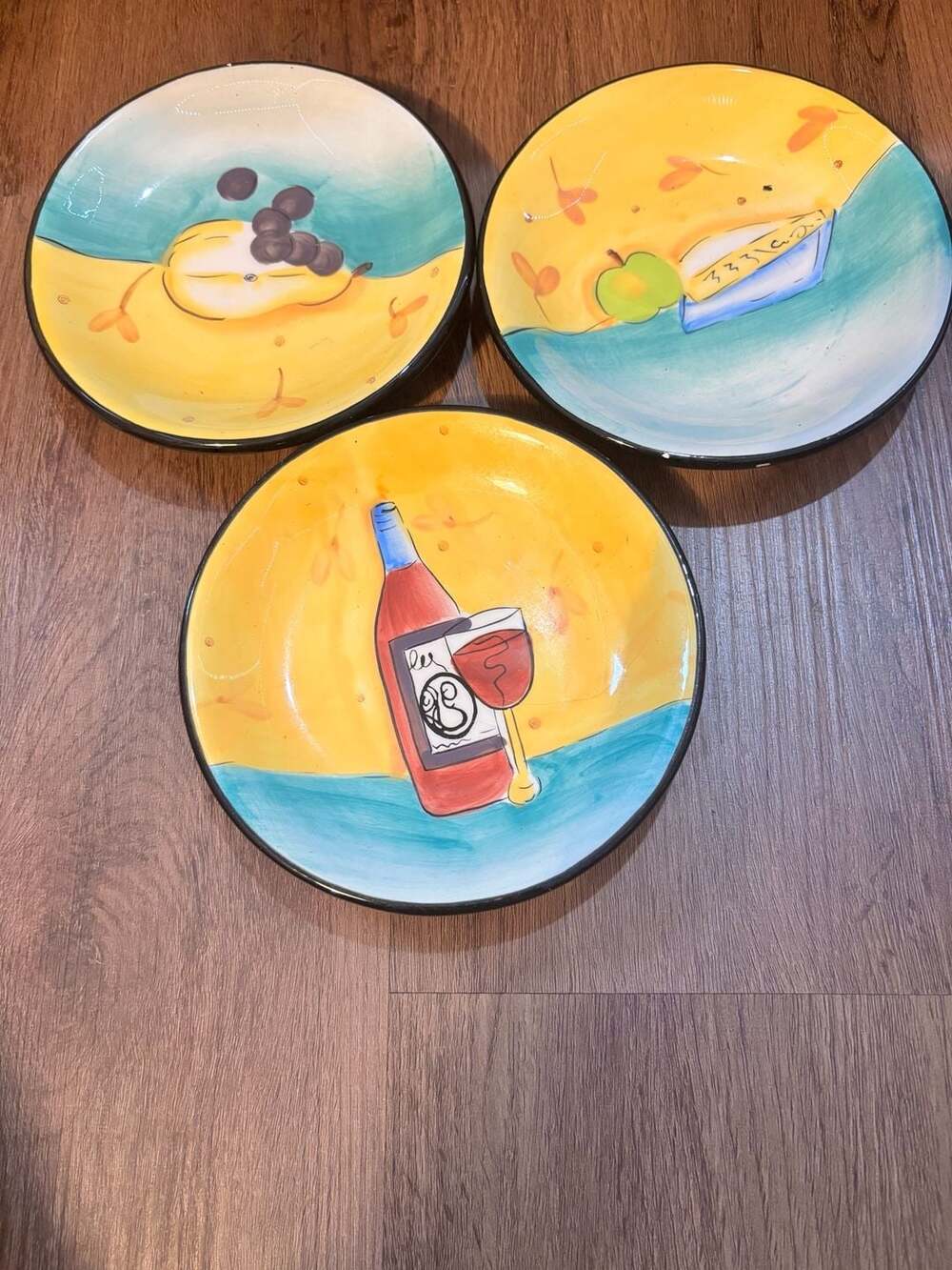Hausenware Julia Junkin Studio Hand-Painted Ceramic Appetizer Plates - Set of 3